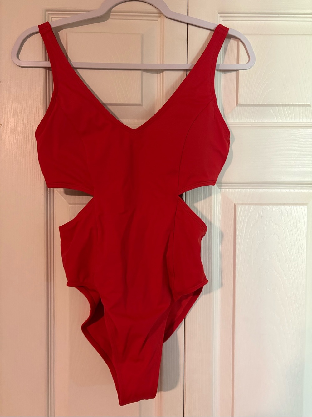 Women Red One-Piece Swimsuit with Cutouts